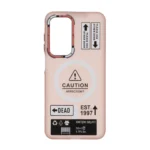 قاب Caution مات طرح مگ سیف دکمه متال Samsung Galaxy A17 / A26 - صورتی