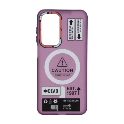 قاب Caution مات طرح مگ سیف دکمه متال Samsung Galaxy A17 / A26 - ارغوانی