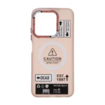 قاب Caution مات طرح مگ سیف دکمه متال Xiaomi Redmi 15C / Poco C85 - صورتی