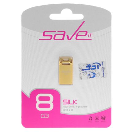 Save it Silk USB2.0 Flash Memory - 8GB طلایی (گارانتی مادام العمر آی تین)