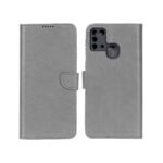 کیف چرمی موبایل مگنتی محافظ لنزدار KRF مدل Samsung Galaxy M31 - طوسی