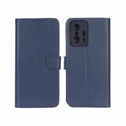 کیف چرمی موبایل مگنتی محافظ لنزدار KRF مدل Xiaomi Mi 11T / Mi 11T Pro - سرمه ای
