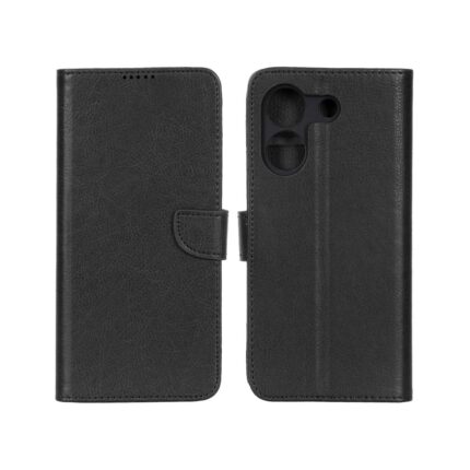 کیف چرمی موبایل مگنتی محافظ لنزدار KRF مدل Xiaomi Poco M7 Pro 5G - مشکی