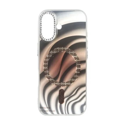 قاب هولوگرامی طرح مگ سیف اکلیلی دور لنز نگین دار Apple iPhone 16 - کد 30