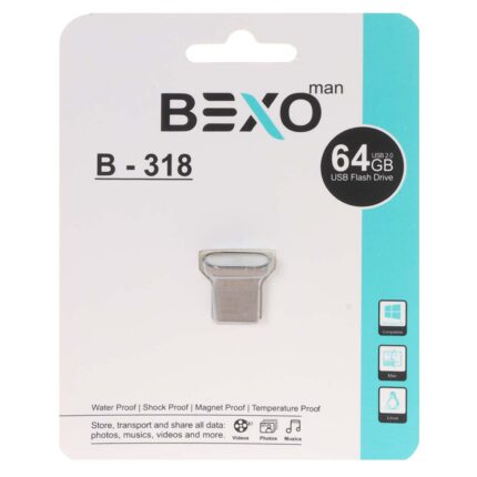 فلش مموری BEXO USB2.0 مدل B-318 ظرفیت 64GB - مشکی (گارانتی داده پردازی آواتک)