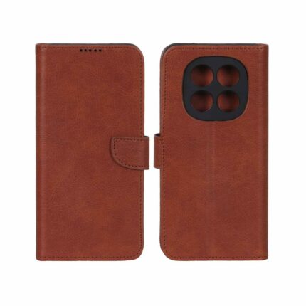 کیف چرمی موبایل مگنتی محافظ لنزدار KRF مدل Xiaomi Redmi Note 15 / Poco M8 5G - قهوه ای