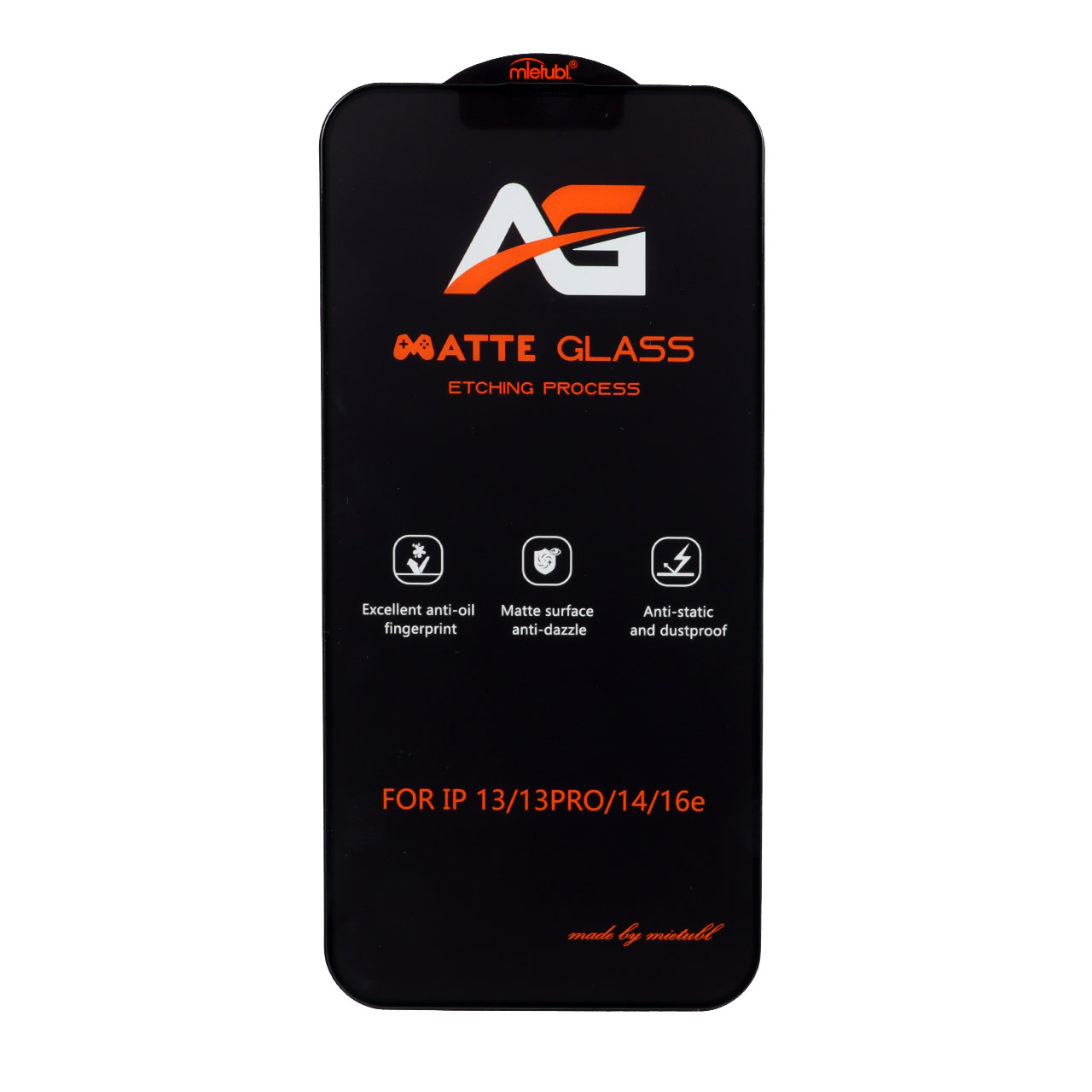 1675826 محافظ صفحه نمایش شیشه ای مات Full Cover Anti Static Mietubl AG مدل NTC - Apple iPhone 13 / iPhone 13 Pro / iPhone 14 / 16e - تصویر 1