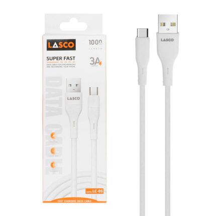 کابل شارژ فست Lasco Type-C مدل LC-05 - سفید - DST (گارانتی شش ماهه)