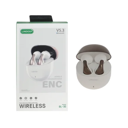 ایرفون بی سیم +Lindos مدل BL-30 ENC - سفید (گارانتی تعویض یکساله شرکتی)