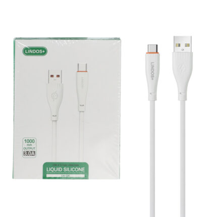 کابل شارژ فست Lindos+ Type-C مدل LN-C30 - سفید (گارانتی تعویض یکساله شرکتی)