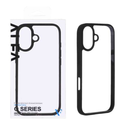 قاب اورجینال Q Series شفاف Alfa مدل Apple iPhone 16 - مشکی (پک دار)