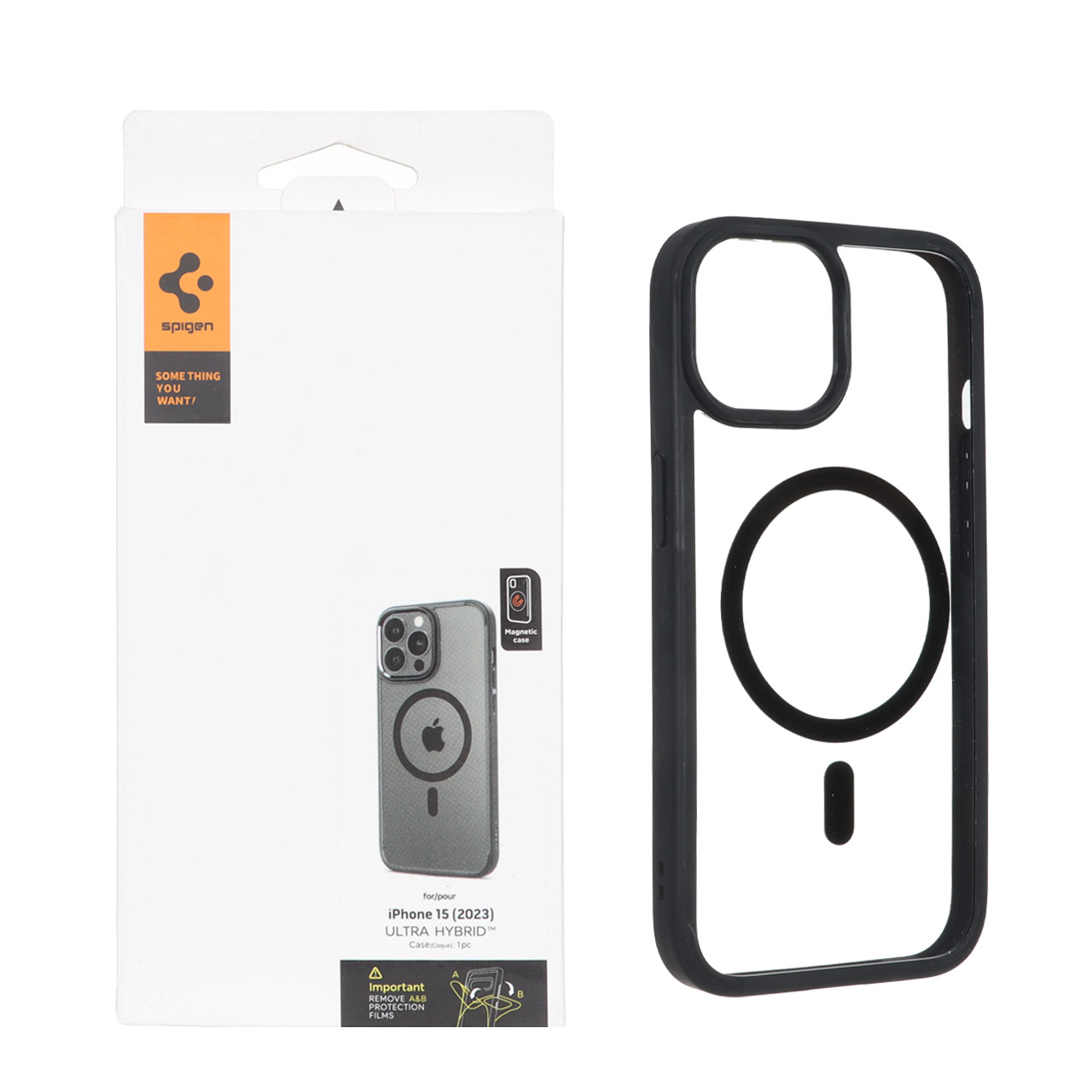 1680158 قاب اورجینال Spigen ULTRA HYBRID MagSafe مدل Apple iPhone 15 / iPhone 14 / iPhone 13 - شفاف مشکی (پک دار) - تصویر 1