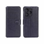 کیف موبایل چرمی مگنتی محافظ لنزدار Xiaomi Redmi 13X / Redmi 13 4G / Poco M6 4G - سرمه ای