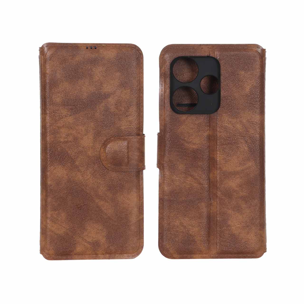 1684888 کیف موبایل چرمی مگنتی محافظ لنزدار Xiaomi Redmi 13X / Redmi 13 4G / Poco M6 4G - قهوه ای کد 1 - تصویر 1