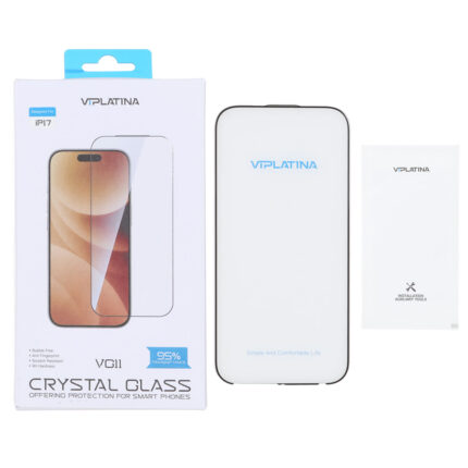 محافظ صفحه نمایش شیشه ای اورجینال Crystal Glass VIPLATINA مدل Apple iPhone 17 (پک دار)