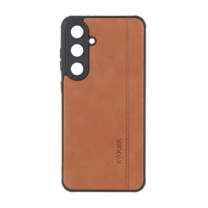 قاب طرح چرم RYOURK مدل Samsung Galaxy S24 FE - عسلی