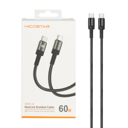 کابل شارژ PD و فست Hicostar Type-C to Type-C مدل 147C-C 60W - مشکی