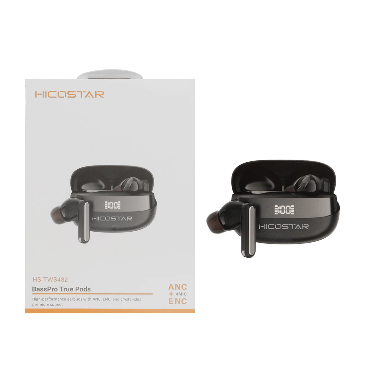 1689860 ایرفون بی سیم Hicostar مدل Bass Pro HS-TWS482 ANC+ENC - مشکی - تصویر 1