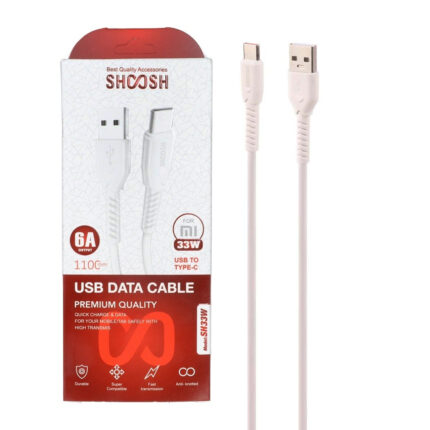 کابل شارژ 1.1 متری فست Shoosh Type-C مدل SH33W - سفید - SMO (GT)