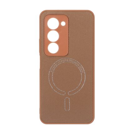 قاب سوزنی طرح مگ سیف نقره ای محافظ لنزدار Xiaomi Redmi 15 4G - عسلی