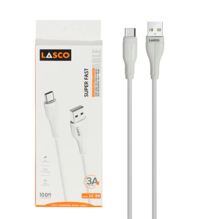 کابل شارژ فست Lasco Type-C مدل LC-04 - سفید - DST(گارانتی شش ماهه)