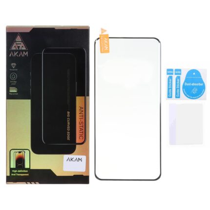 محافظ صفحه نمایش شیشه ای خم فول چسب Full Cover Anti Static AKAM درجه یک Xiaomi Redmi Note 15 (پک دار)