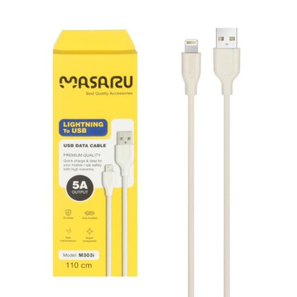 کابل شارژ 1.1 متری فست آیفون Masaru مدل M303i - سفید - SMO