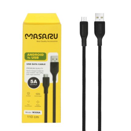 کابل شارژ 1.1 متری فست اندروید Masaru مدل M308A - مشکی - SMO