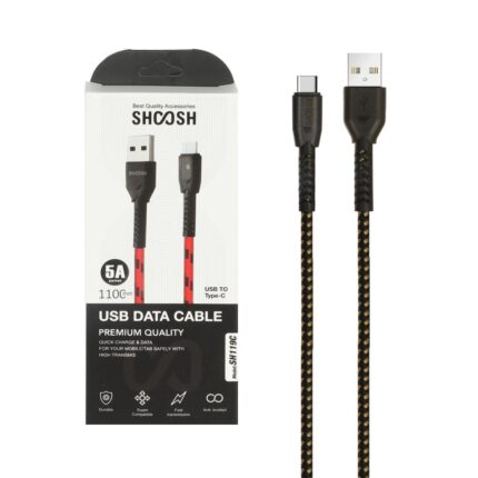 کابل شارژ کنفی 1.1 متری فست Shoosh Type-C مدل SH119C - مشکی طلایی - SMO