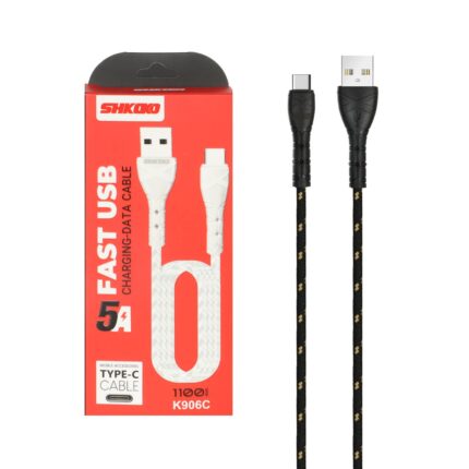 کابل شارژ 1.1 متری فست Shkoko Type-C مدل K906C - مشکی طلایی - SMO