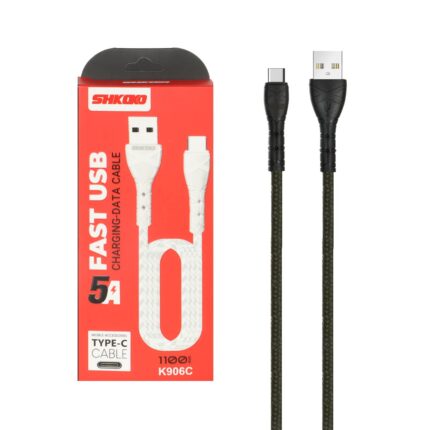 کابل شارژ 1.1 متری فست Shkoko Type-C مدل K906C - سبز تیره - SMO