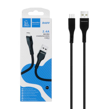کابل شارژ فست اندروید DENMEN مدل D60V - مشکی - DST (گارانتی شش ماهه)