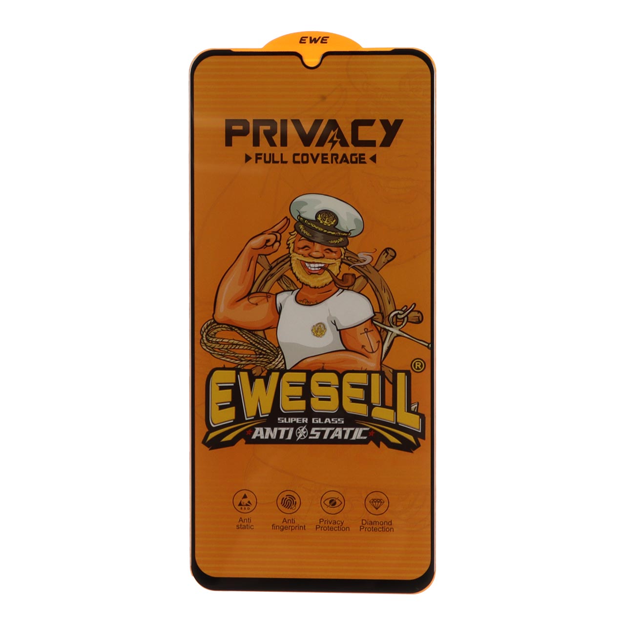 1705366 محافظ صفحه نمایش شیشه ای Full Cover Ewesell Anti Static Privacy مدل Samsung Galaxy A07 / A06 / A05 / Xiaomi Redmi 13C / Poco C65 / Poco M6 5G / Honor X7 / X7A / Realme C51 / Realme C53 - تصویر 1