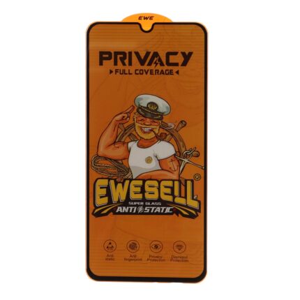 محافظ صفحه نمایش شیشه ای Full Cover Ewesell Anti Static Privacy مدل Samsung Galaxy A20 / A30 / A30S / A50 / A50S / M10S / M21 / M21S / M30 / M30S / M31 / Redmi Note 7 / Note 7 pro / Note 7s / Honor 9a / Y6p