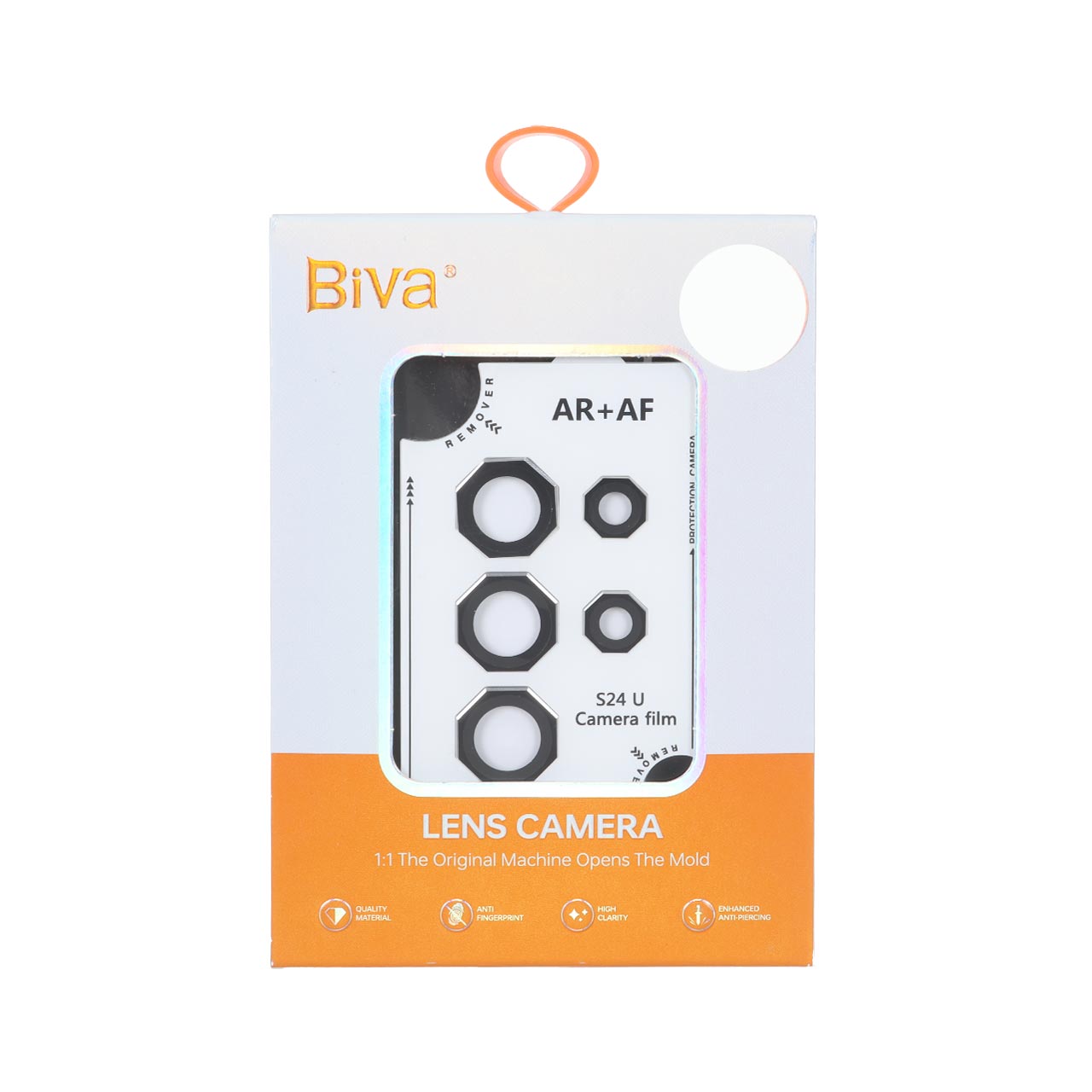 1706434 محافظ لنز رینگی اورجینال Biva شابلون دار AR AF مدل Samsung Galaxy S24 Ultra - مشکی (پک دار) - تصویر 1