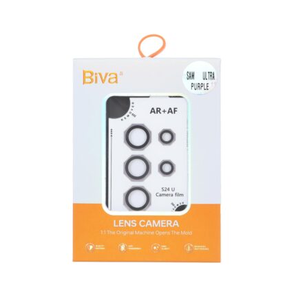 محافظ لنز رینگی اورجینال Biva شابلون دار AR AF مدل Samsung Galaxy S24 Ultra - بنفش (پک دار)