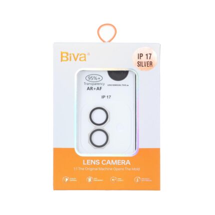 محافظ لنز رینگی اورجینال Biva شابلون دار AR AF مدل Apple iPhone 17 - نقره ای (پک دار)