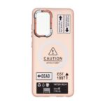 قاب Caution مات طرح مگ سیف دکمه متال Samsung Galaxy A52 / A52s - صورتی