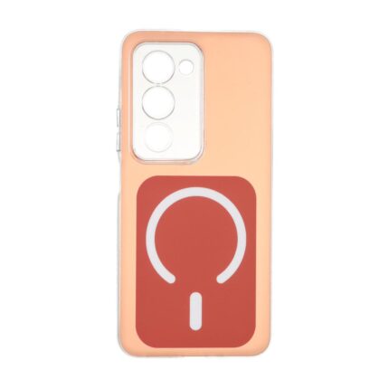 قاب مستطیلی دور ژله ای طرح مگ سیف لنز شفاف Xiaomi Redmi 15 4G - قرمز