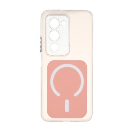 قاب مستطیلی دور ژله ای طرح مگ سیف لنز شفاف Xiaomi Redmi 15 4G - گلبهی