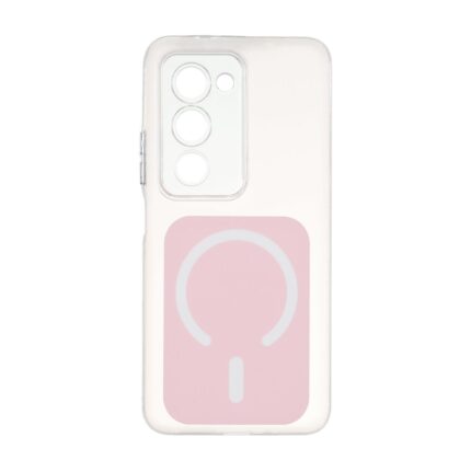 قاب مستطیلی دور ژله ای طرح مگ سیف لنز شفاف Xiaomi Redmi 15 4G - صورتی