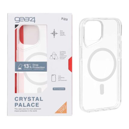 قاب اورجینال Gear4 Crystal palace شفاف White MagSafe مدل Apple iPhone 13 / iPhone 14 (پک دار)