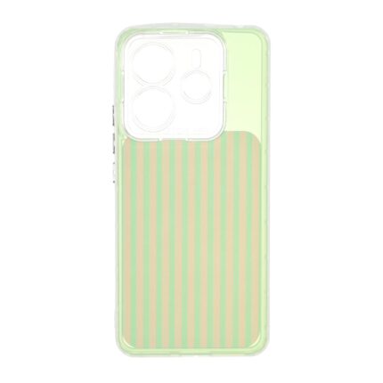 قاب مستطیلی Stripe لنز شفاف Xiaomi Redmi Note 14 4G - سبز