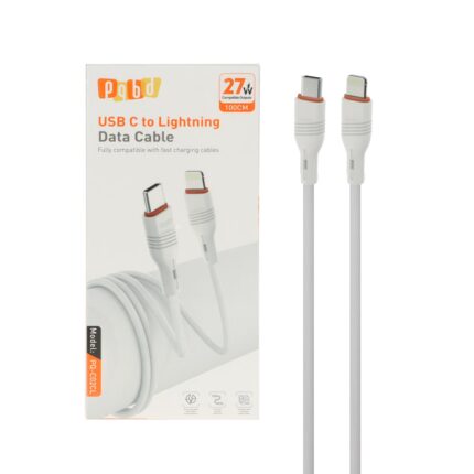 کابل شارژ فست pqbd Type-C To Lightning مدل PQ-C02CL 27W - سفید