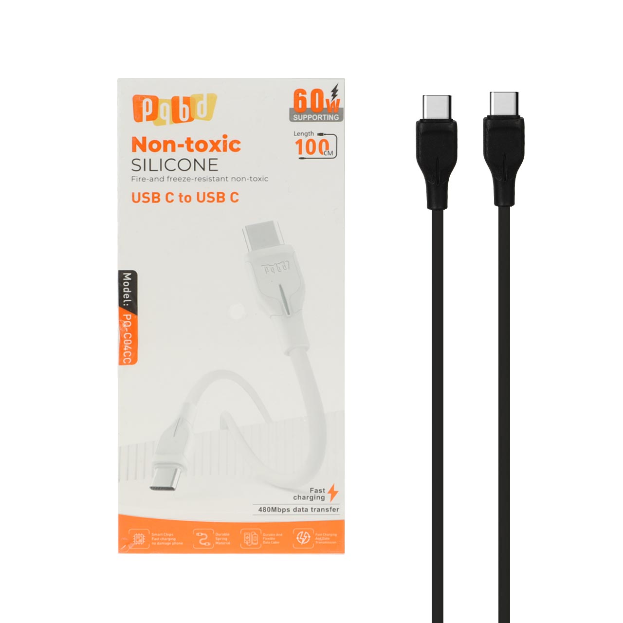 1716956 کابل شارژ فست pqbd Type-C To Type-C مدل PQ-C04CC 60W - مشکی - تصویر 1