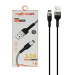 کابل شارژ فست آیفون Power Max مدل PM001 - مشکی طوسی
