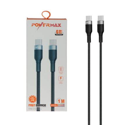 کابل شارژ فست Power Max Type-C To Type-C مدل PM001CC 60W - مشکی