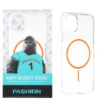 قاب شفاف Anti Burst دور ژله ای MagSafe مدل Apple iPhone 11 - نارنجی (پک دار)