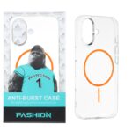 قاب شفاف Anti Burst دور ژله ای MagSafe مدل Apple iPhone 16 - نارنجی (پک دار)