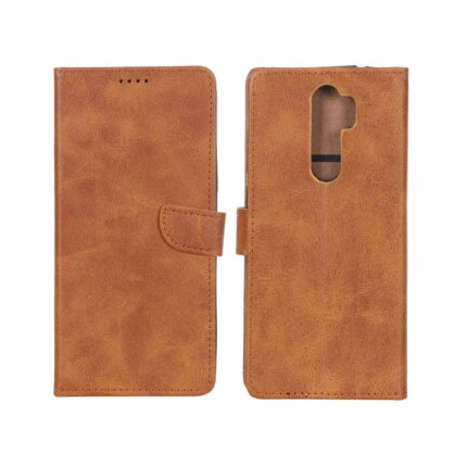 کیف چرمی موبایل مگنتی Xiaomi Redmi Note 8 Pro - عسلی